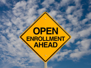 A sign for open enrollment.